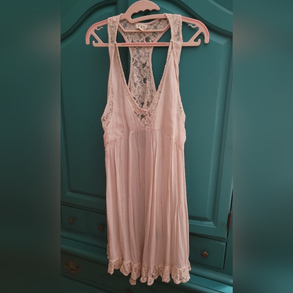 POL Cream Lace-Back Midi Dress